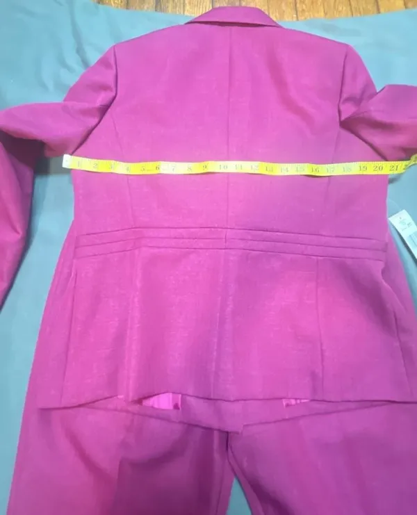 Le Suit Women's Three-Piece Pant Suit with Scarf Wild Rose Size 12 - Image 8