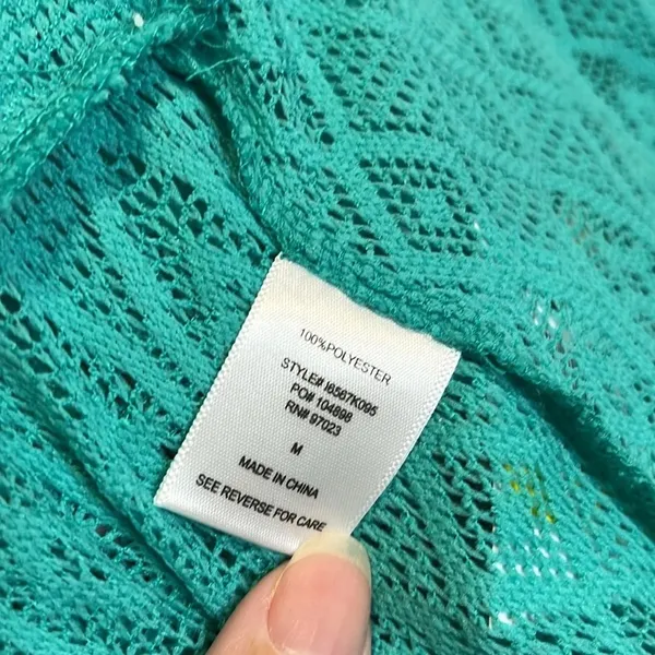 NWT crochet beach shorts lightweight‎ see through teal swim cover up medium - Image 8