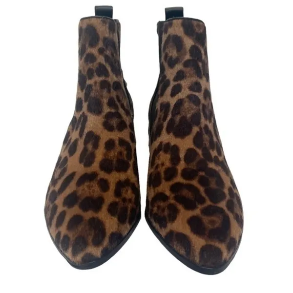 Nine West Leopard Animal Print Faux Fur Ankle Boots Block Heel Slip On Size 7.5 - Image 3