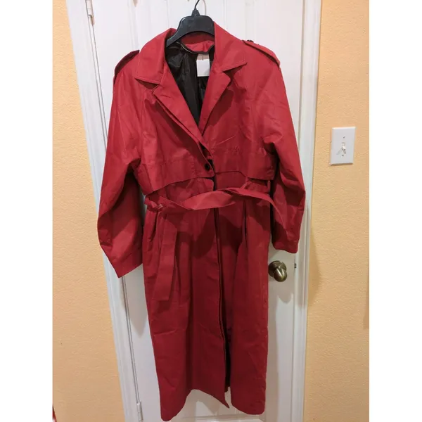London Fog By Wamsutta Thinsula Lined Red Trench Coat Woman’s 8 Regular - Image 6