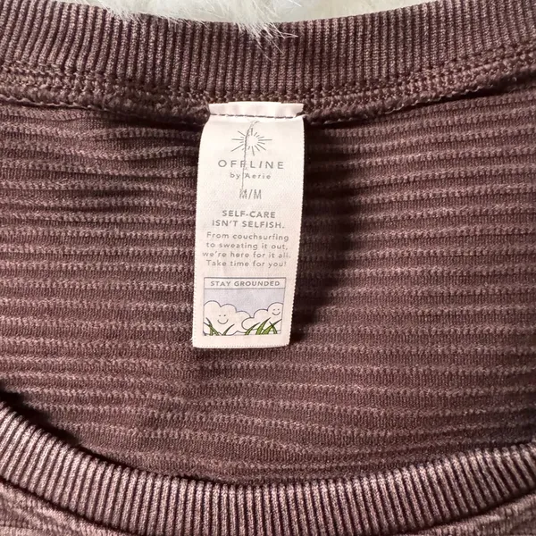 OFFLINE By Aerie Textured Seamless Cropped size M, Brown - Image 3
