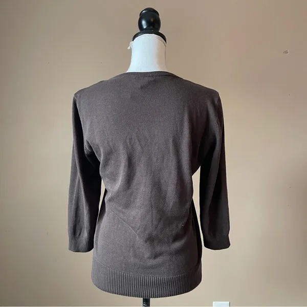H&M | Brown Argyle Sweater Sz L - Image 4