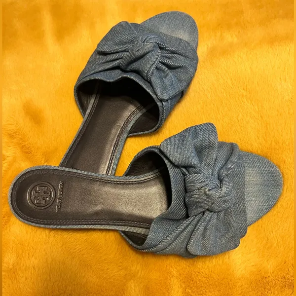 Tory Burch Annabelle Denim Bow Sandals - Image 2