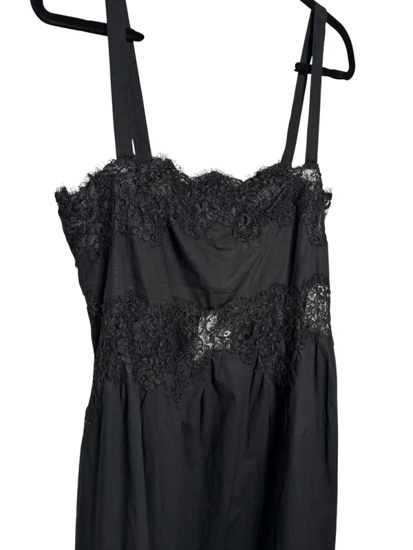 J. Crew Regenerative Cotton Black Lace Trim Midi Dress Size L CA667 - Image 5