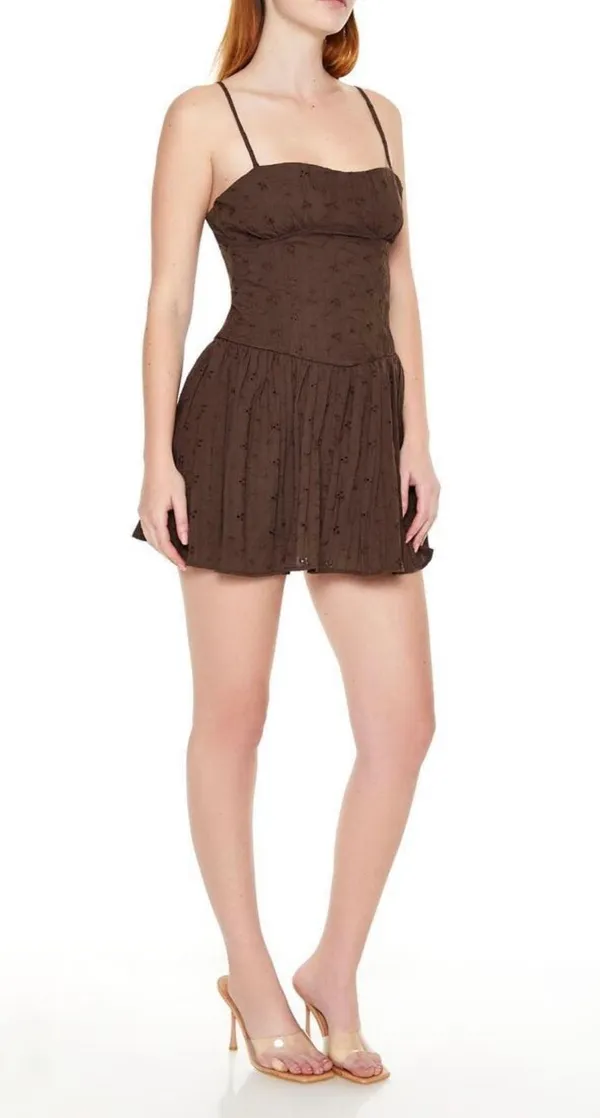 Forever 21 Brown Eyelet Bustier Corset Mini Dress - Image 4