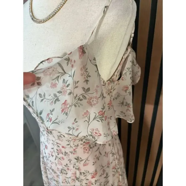 DB studio floral maxi bridesmaids dress sz 2 off the shoulder sleeves light &com - Image 5