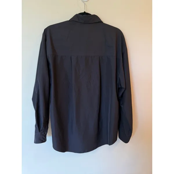 Express Long Sleeve Poplin Boyfriend Portofino Shirt Black Women's Size Medium - Image 4