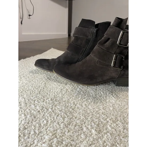 Paul Green Brown Suede Ankle Booties Buckle Zipper Women's US 6 miden 27.5 Cm - Image 16