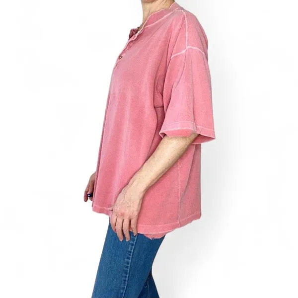 Vintage 80’s Bartack Men’s Salmon Pink Casual Distressed Basic T-Shirt - Image 3