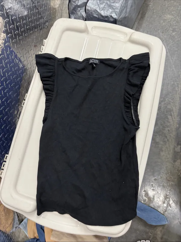 J. Crew Black Ribbed Flutter Sleeve Tank - Image 3