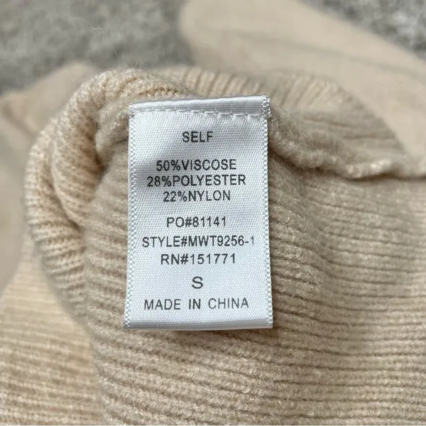 Le lis Brown White Tan Striped Colorblock Balloon Sleeve Crewneck Sweater Small - Image 6