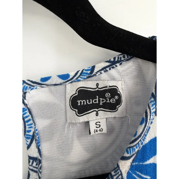 Mud Pie Shift Dress Womens Small Blue‎ White Floral Medallion Coastal Preppy Mod - Image 2
