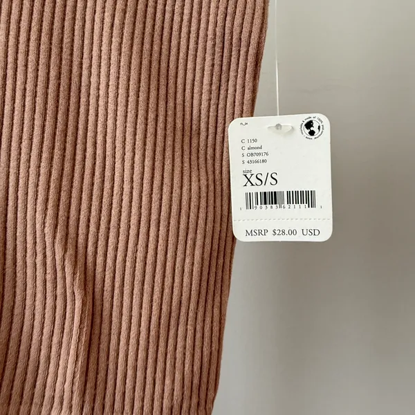 Free People Ribbed Boho Clean Minimalist Cropped Cami Tank XS/S Almond - Image 2