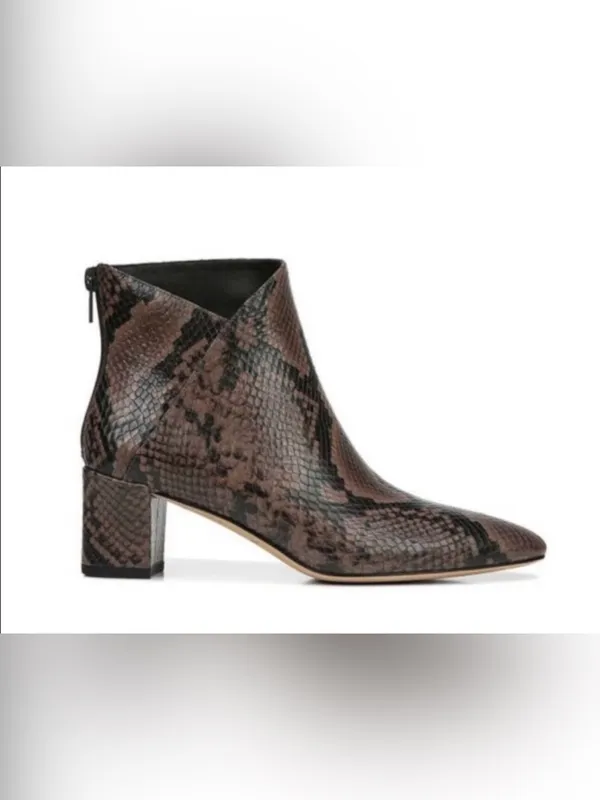 Vince Brown Snakeskin-Print Leather Ankle Boot Size 6.5 - Image 2