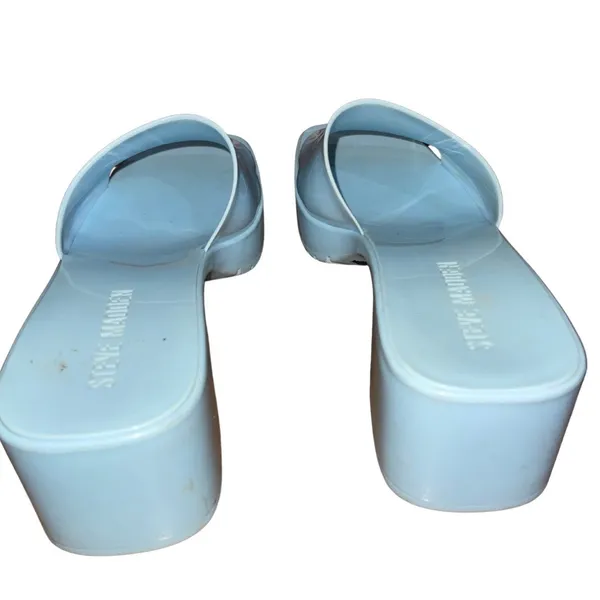 Steve Madden "Harlin" Jelly Block Heel Sandals Sky Blue Size 8 Open Toe Platform - Image 4