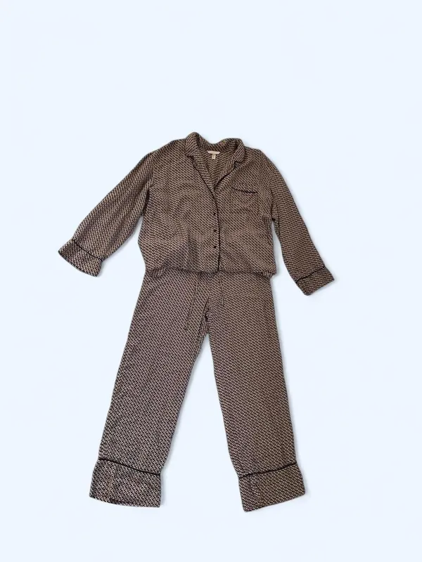 Geometric pattern brown lounge set blouse and pants size M by H&M - Image 2