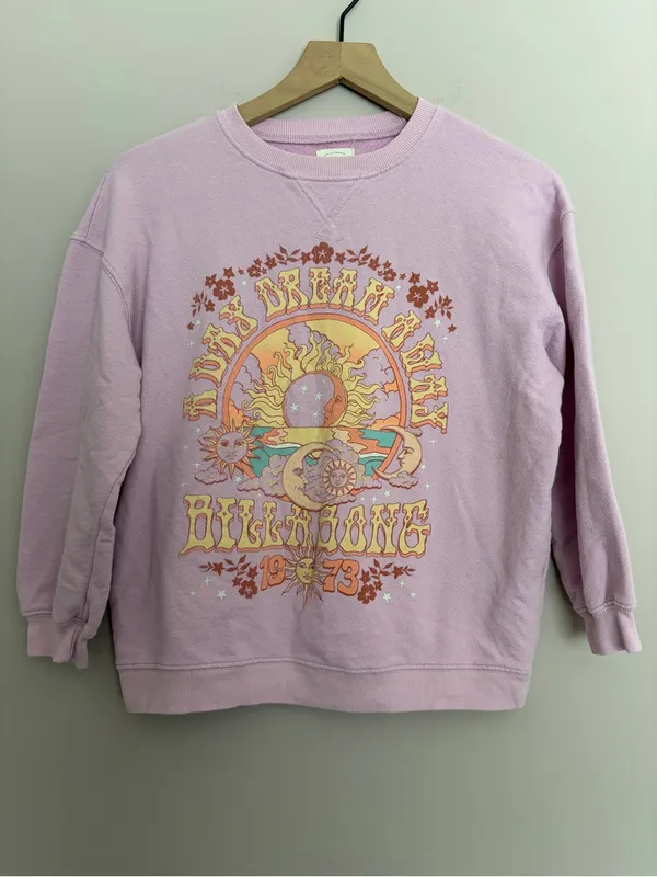 Billabong Light Pink Graphic Crewneck Sweatshirt Medium - Image 2