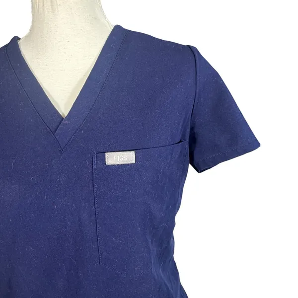 FIGS Technical Collection Scrub Top Womens XXS Navy Blue V Neck Medical Uniform - Image 9