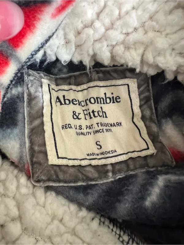 Abercrombie & Fitch Navy Blue Fair Isle Hoodie Size Small - Image 2