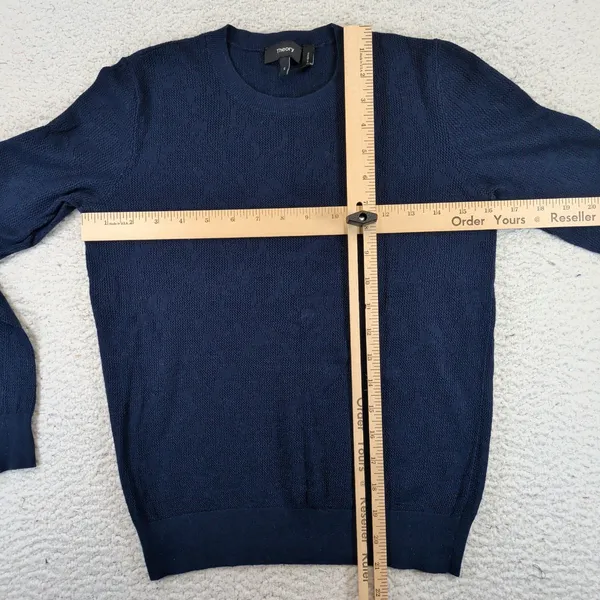 Theory Jaidyn OP Reverie Navy Blue Textured Knit Crew Neck Sweater Small H018712 - Image 6