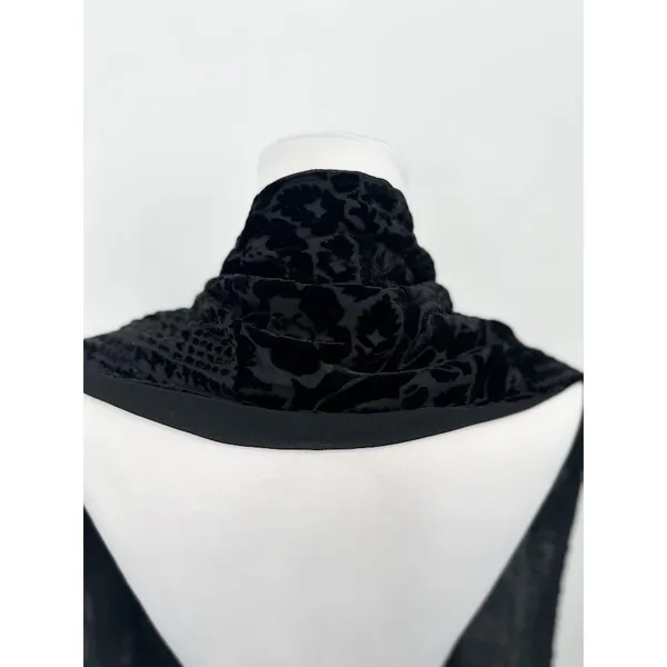 Ac Cents Black Velvet Burnout Scarf Wrap‎ Silk Blend Whimsigoth Boho 9" x 58" - Image 2