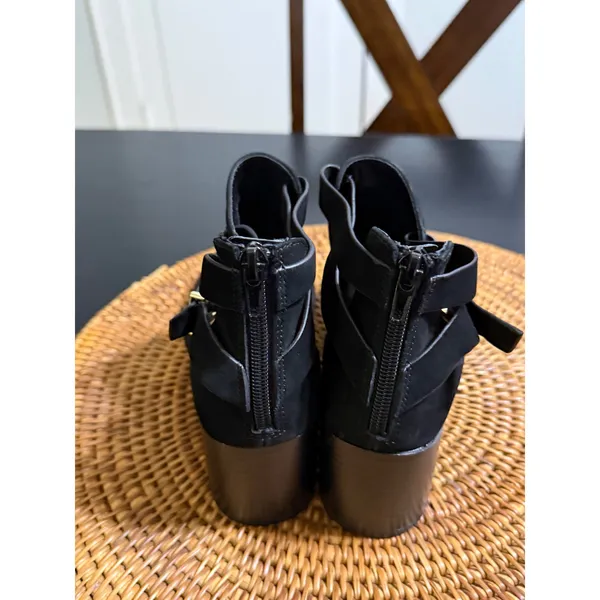 Giani‎ Bernini Womens Black Peep Toe Cutout Block Heel Ankle Boots Size 8 - Image 7