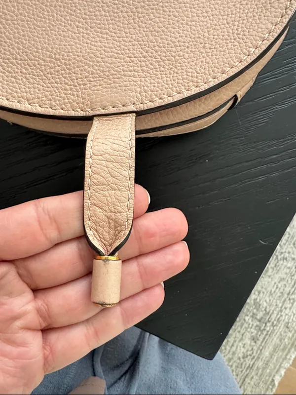 Small Chloe Marcie Saddle Crossbody Bag in Blush Pink - Image 3