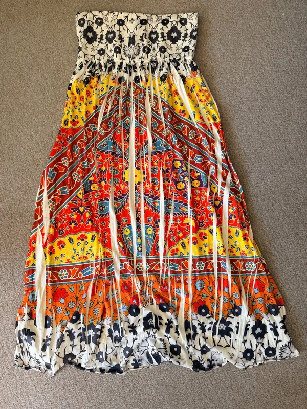 Style & Co Women’s M Strapless Smocked Boho Floral Border Print Maxi Dress - Image 6