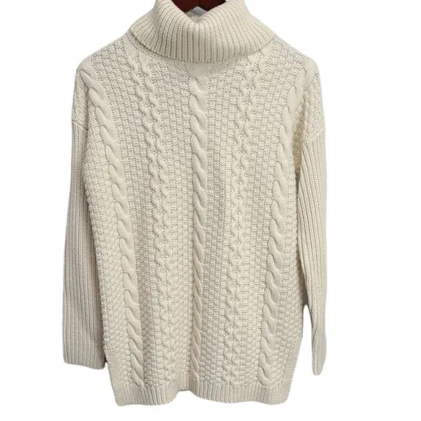 Forever21 Ivory Knit Turtleneck Sweater Size Small Pullover Preppy‎ - Image 3