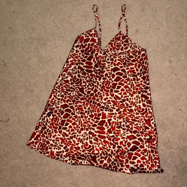 90s Vintage Slip Dress M Animal Print - Image 7