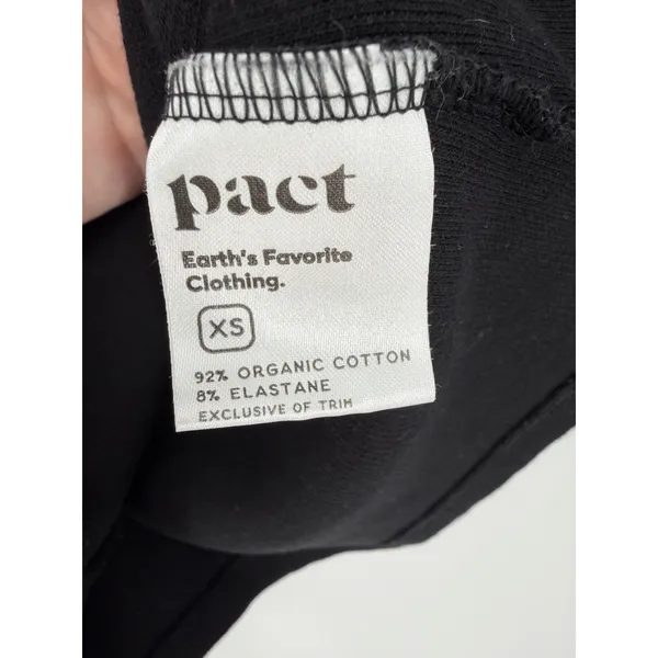 Pact Long Sleeve Top Ribbed Organic Cotton XS Black Slim Fit Crew Neck Tee - Image 7
