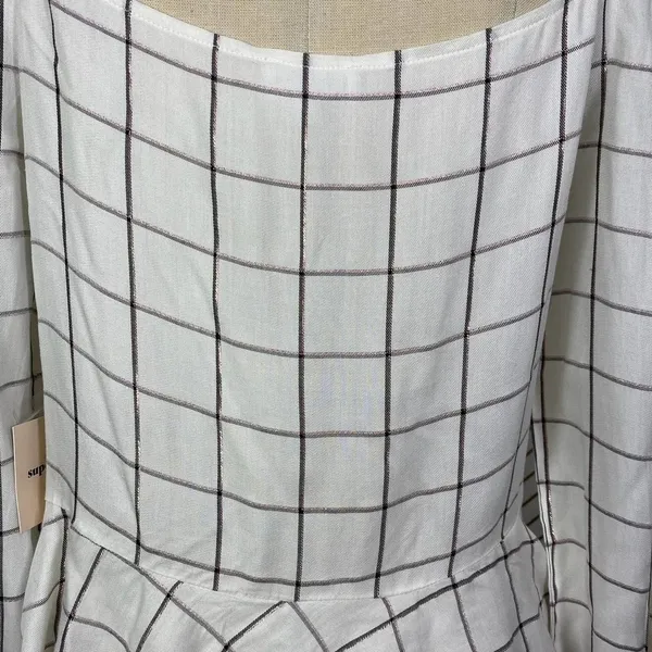 Superdown‎ Marrie Flannel Puff Sleeve Top White & Pink Size US Large - Image 10