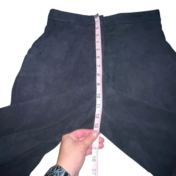 Zara Basic Black‎ Cropped Wide Leg Suede Soft Dress Pants Xs Pockets High Rise - Image 8