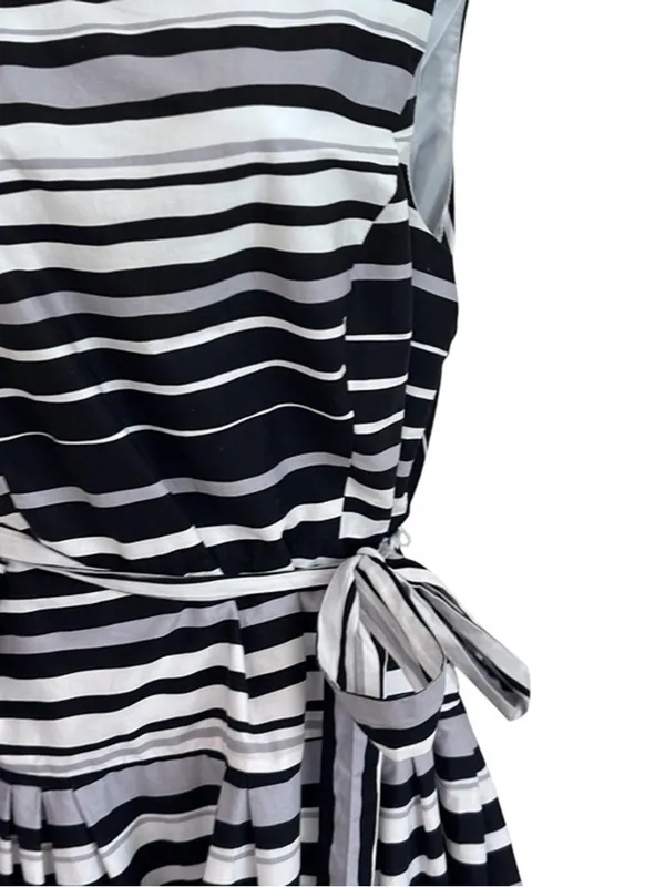 Robbie Bee Striped Belted Fit & Flare Dress Size 12 - Image 4