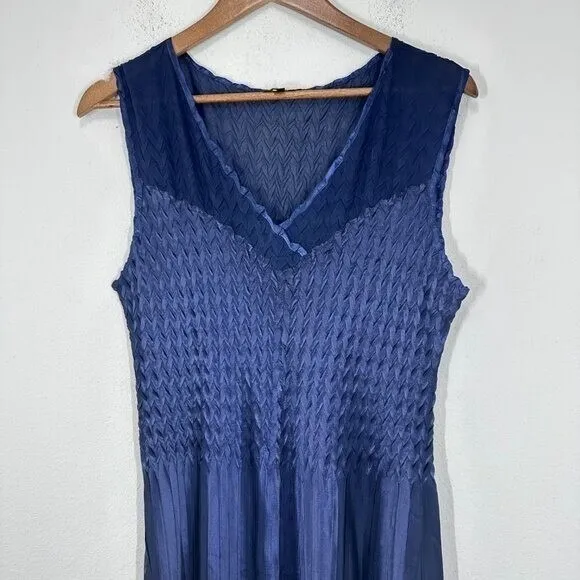 Komarov Navy Blue Women's Size XL‎ Charmeuse & Chiffon Tiered Cocktail Dress - Image 3