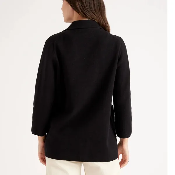 Quince 100% Organic Cotton Black Soft Relaxed Open Front Knit Blazer Medium - Image 7