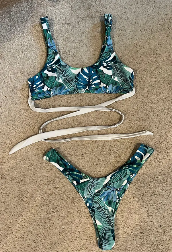 Zaful Tropical Tie Bikini - Image 2