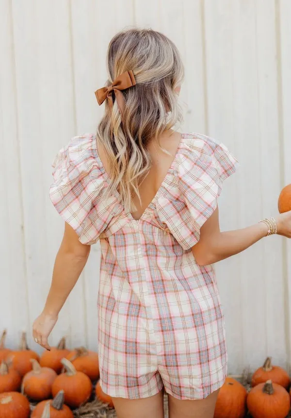 These Three Boutique Plaid Ruffle Romper - Image 3