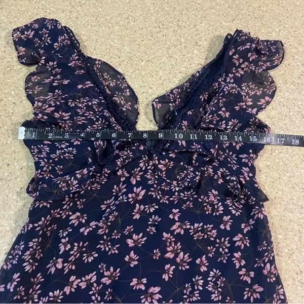 Lulus NWOT Darling Daydream Navy Blue Floral Print Ruffled Maxi Dress - Image 14