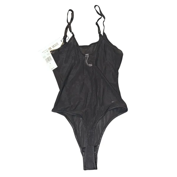 Steve Madden Black Sheer Mesh Thong Bodysuit SM11840 Womens Medium New - Image 2