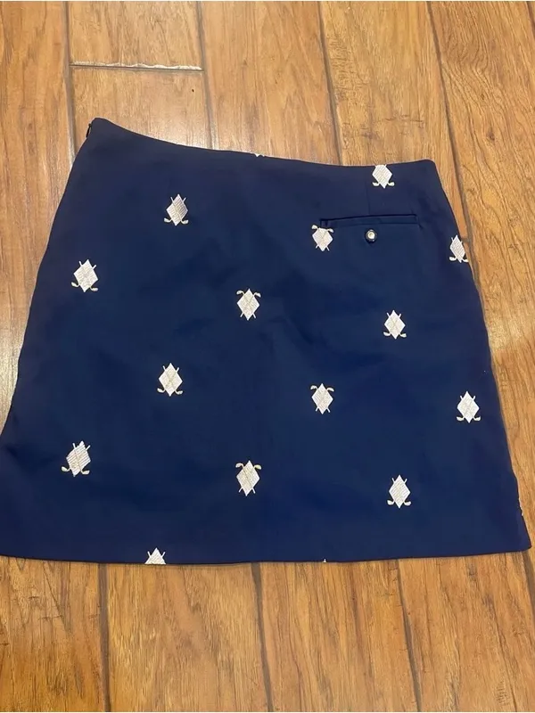 Coral Bay Navy blue Mini golf Skirt has shorts underneath size 10 embroidered - Image 2