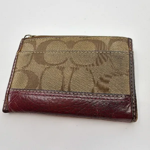 Coach Mini Skinny Brown Signature C Canvas & Leather Coin Ca - Image 3