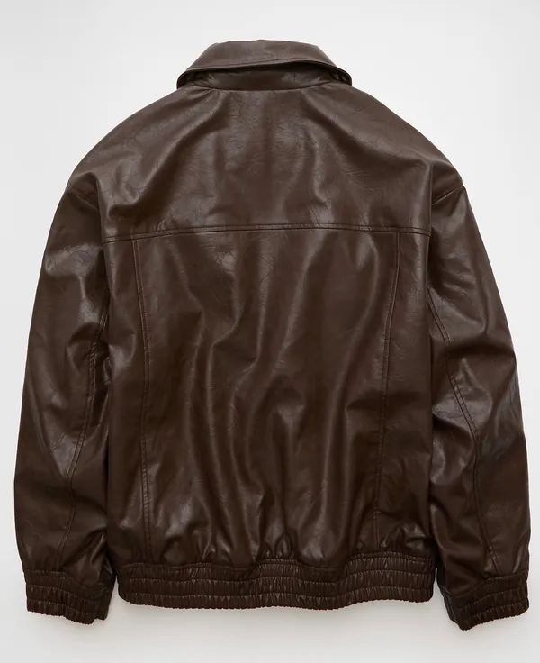 American Eagle Oversized Vegan Leather Bomber Jacket - Image 2