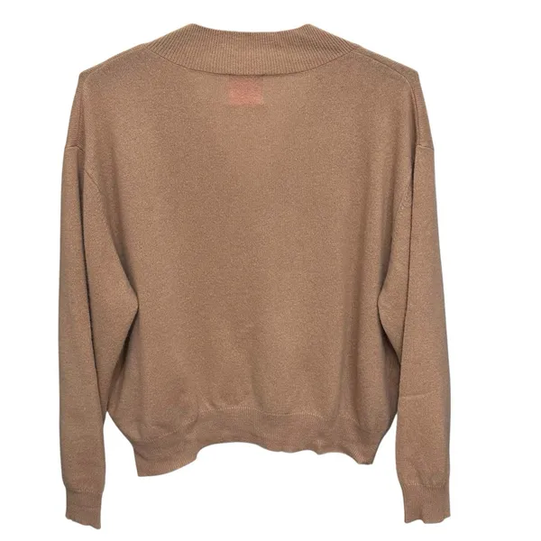 CRUSH‎ Luxe Plush Ultra Soft 100% Cashmere V Neck Cozy Sweater Sz 3 Large Tan - Image 4