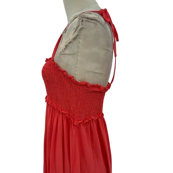 Tuckernuck Pomander Place Shallon‎ Tie Strap Smocked Maxi Dress Coral Size Large - Image 6