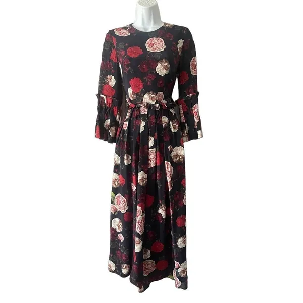 Mother Of Pearl silk Floral Dress - Image 4