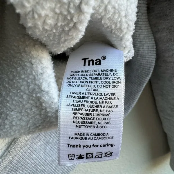 Aritzia Tna Cozy Fleece Boyfriend High Altitude Club Crew Sweatshirt Size Small - Image 5