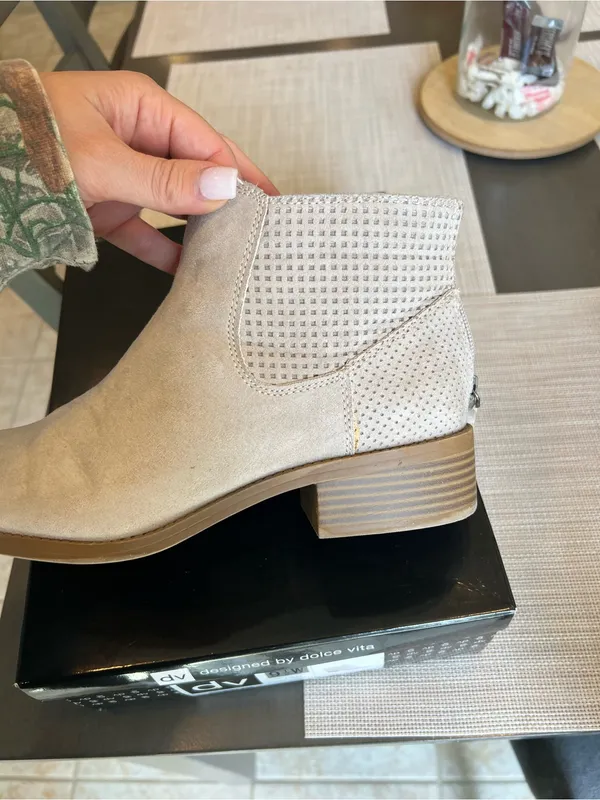 DV by Dolce Vita Light Beige Suede Chelsea Booties - Image 9