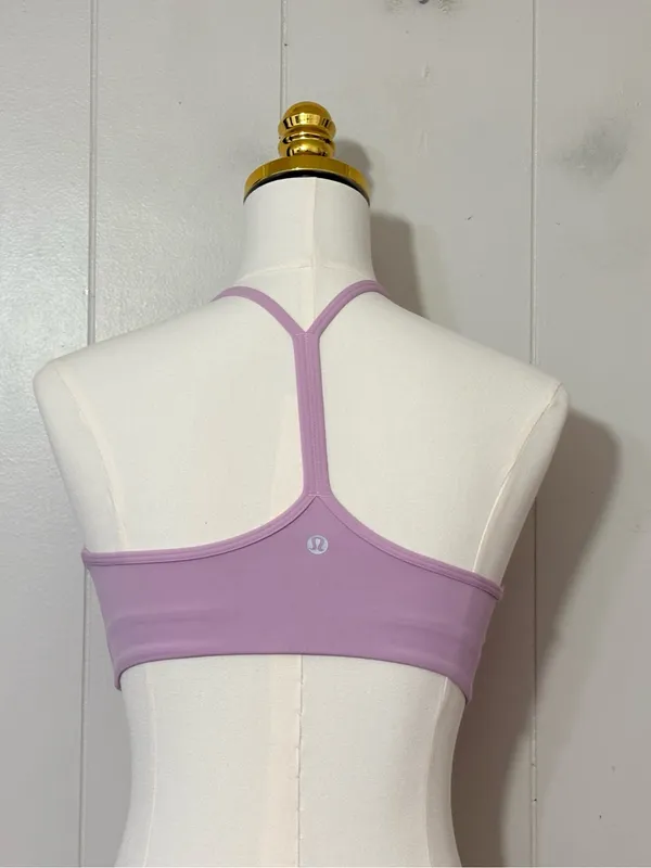 Lululemon Flow Y Wrap Front High Neck Bra Peony Pink Size 6 Pads Included - Image 4