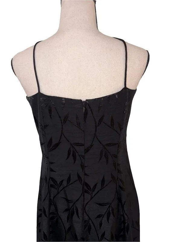 Vintage J.R. Nites by Caliendo Black Tonal Floral Jacquard Maxi Dress - Image 5